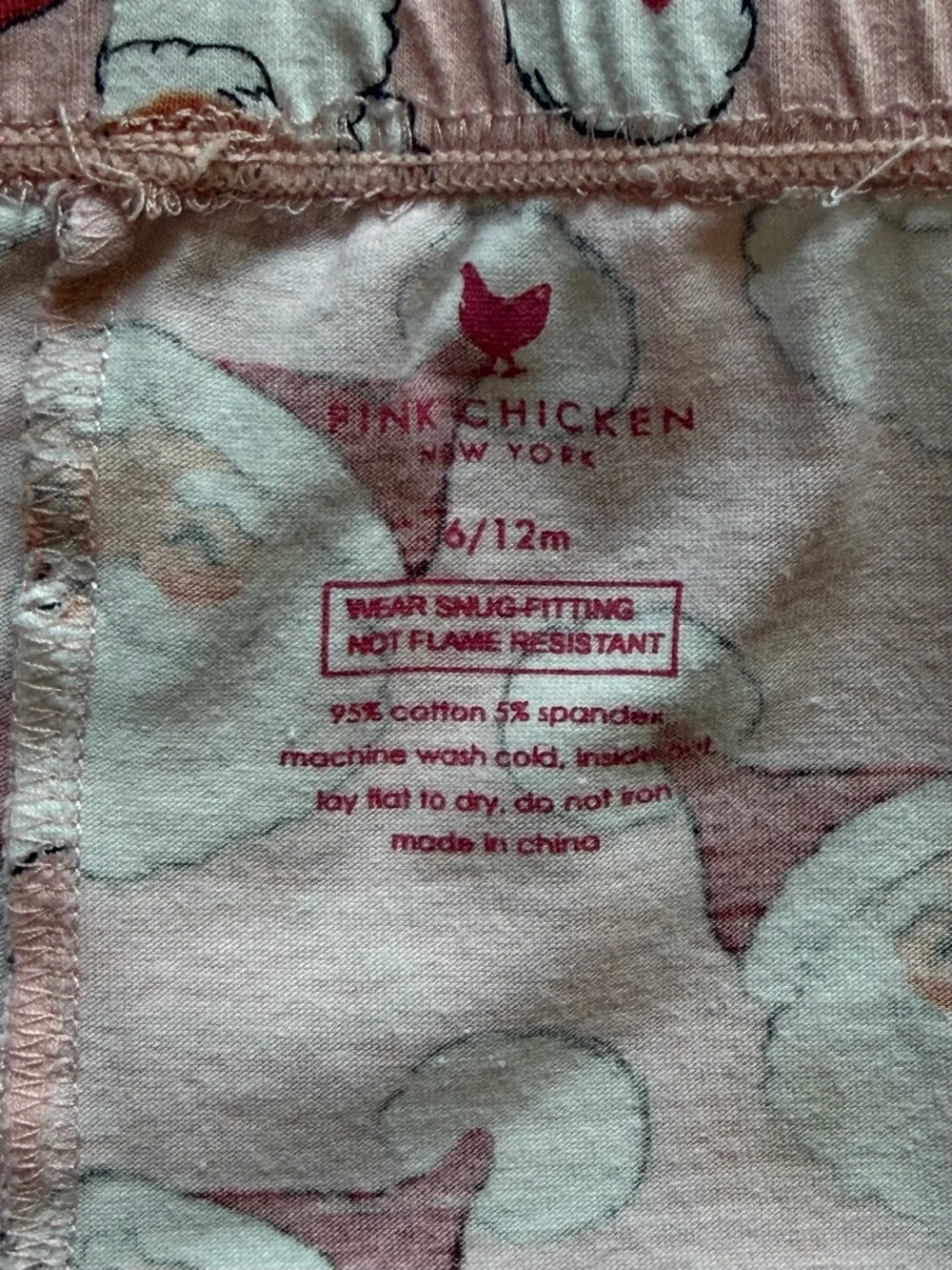 Pink Chicken Baby Girl Pink Santa Print Pajama Set - Size 6/12M
